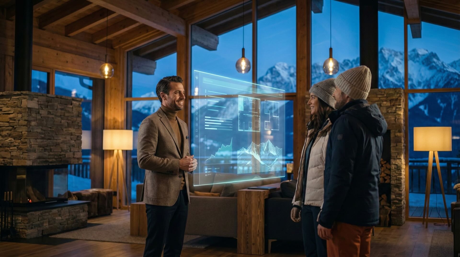 Hotel Lobby with AI Concierge Service